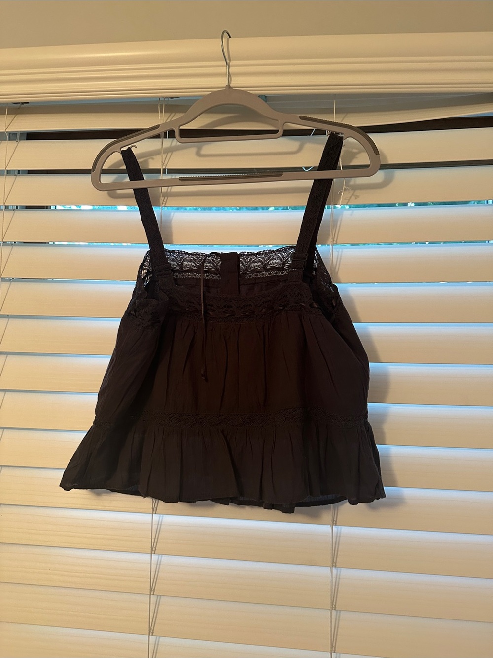 American Eagle Outfitters Black Lace-Trim Pintuck Tank Top - Picture 8 of 9